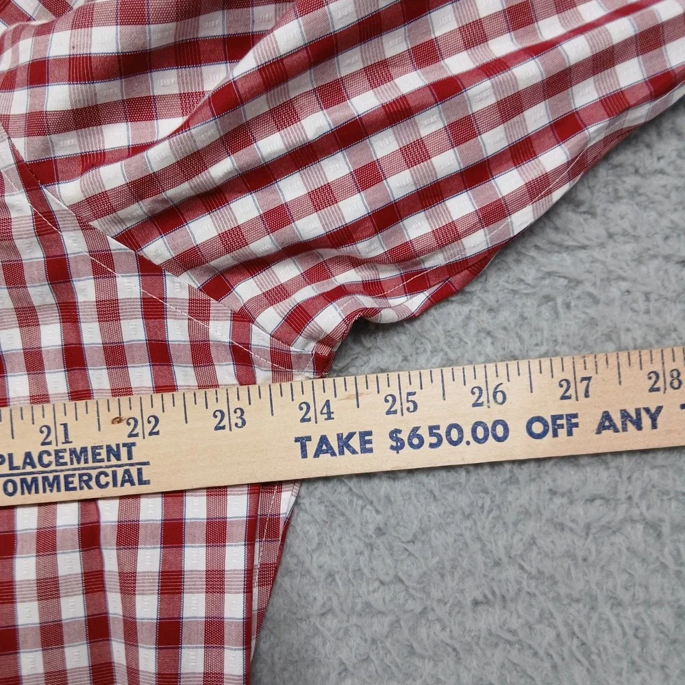 Banana‎ Republic Slim Fit Shirt Men's XL Red White Gingham Non-Iron Cotton
